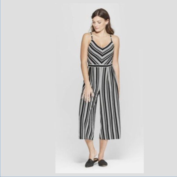 Universal Thread Pants - Women's Striped Sleeveless Knit Wide Leg Jumpsuit